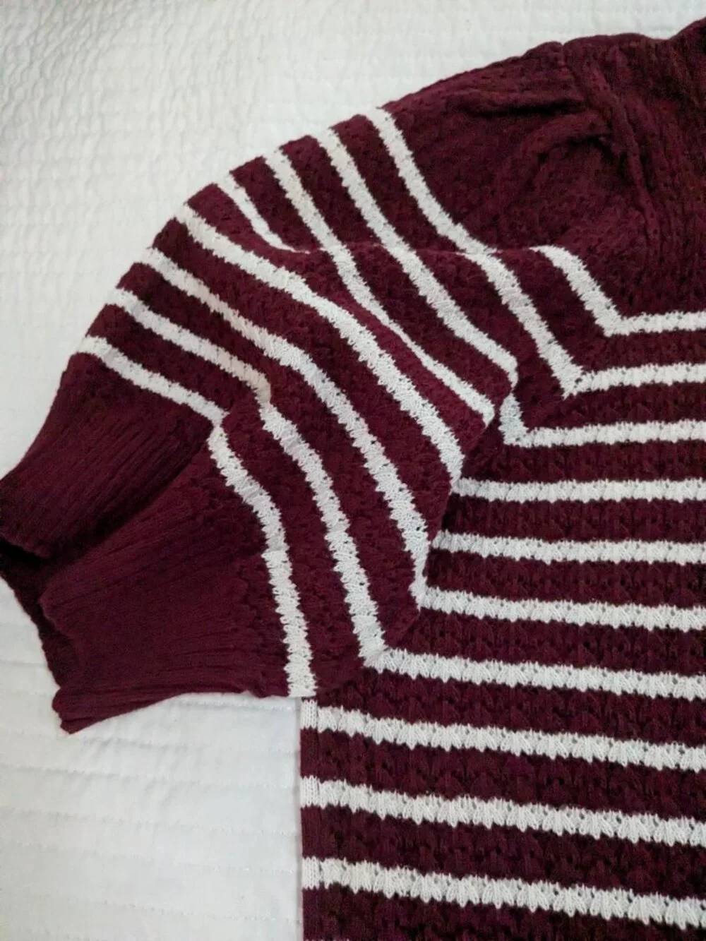 Liz Claiborne Y2K Retro Preppy Striped Puffed Short Sleeve Pullover  Sweater XL